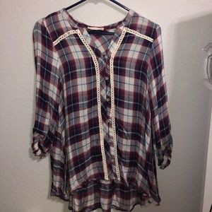 button down flannel blouse